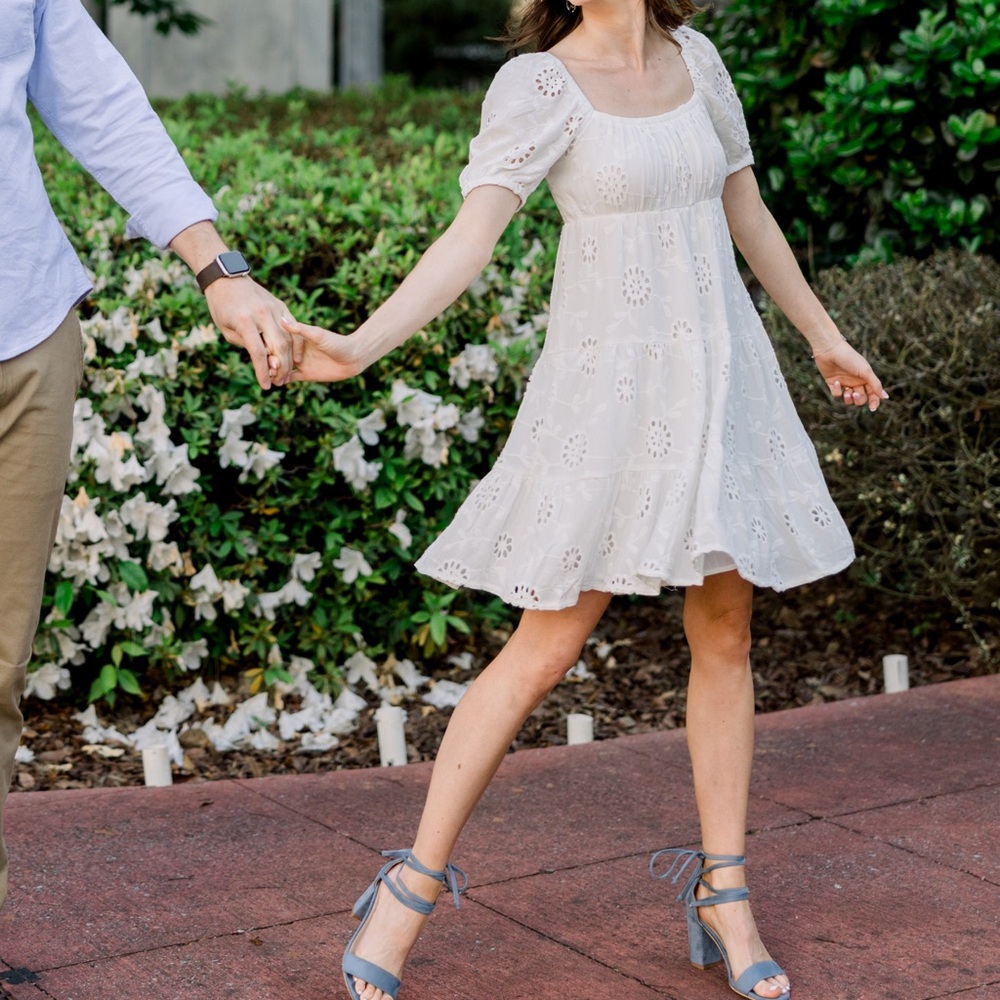 White knee length dress